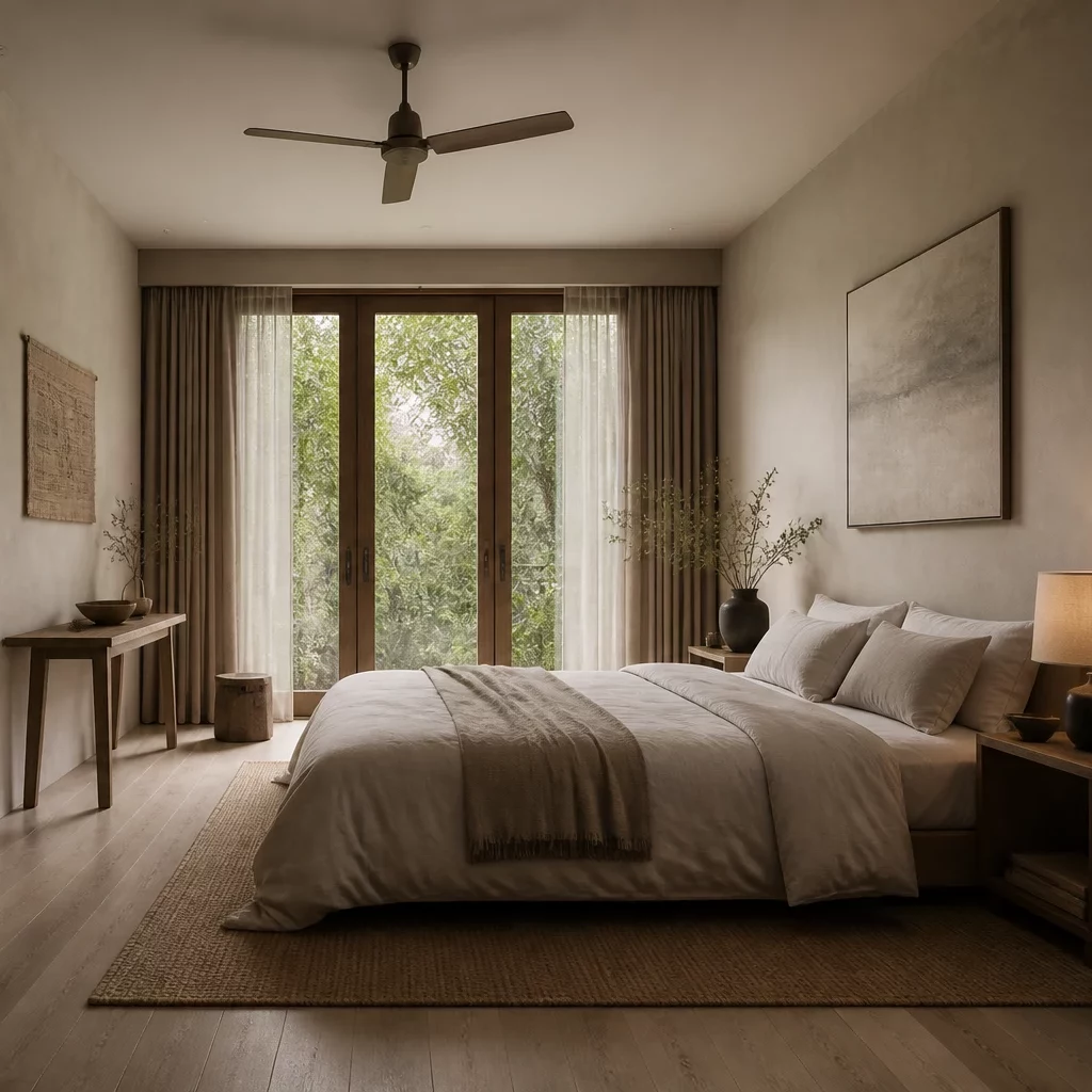 Phòng ngủ hiện đại phong cách Wabi Sabi mộc mạc
