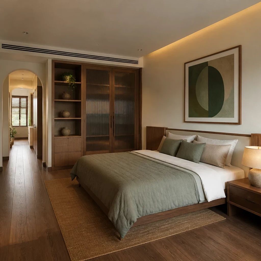 Thi công phòng ngủ hiện đại đơn giản nhanh chóng chuẩn tiến độ