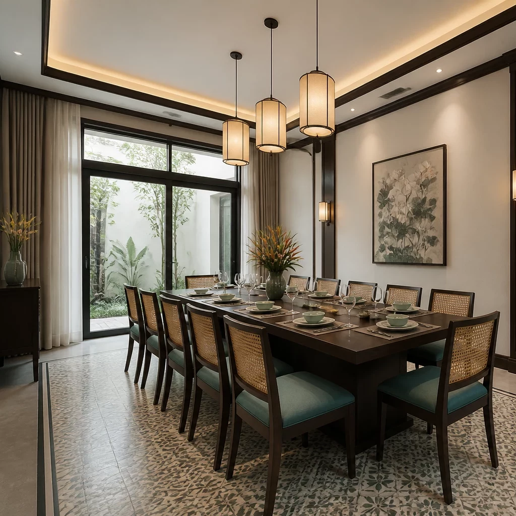 Phòng ngủ đông dương gác lửng sang trọng