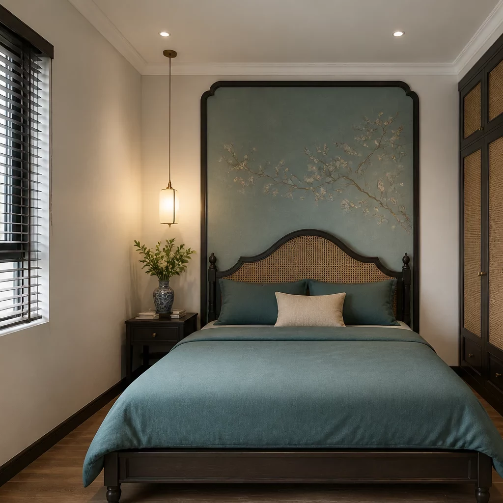 Thiết kế phòng ngủ phong cách indochine tầng trệt cổ điển