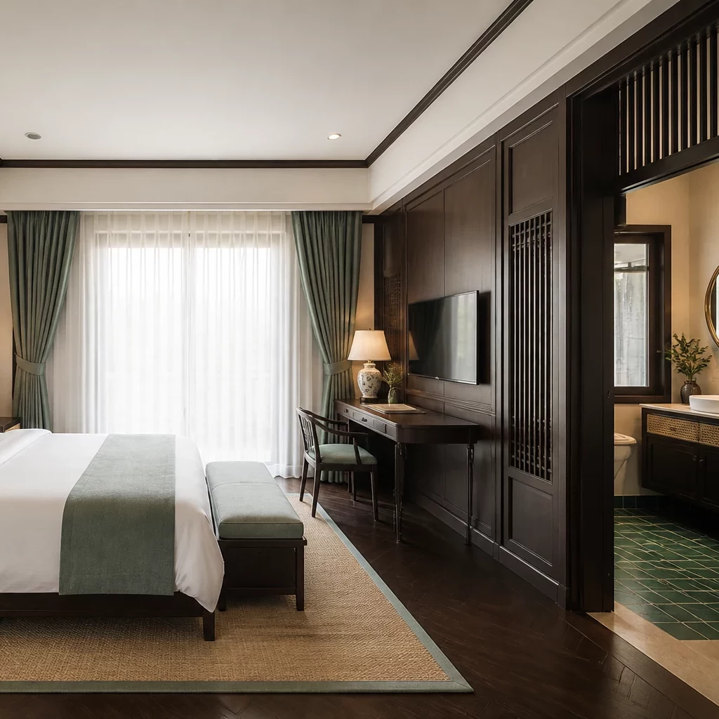 Phòng ngủ phong cách indochine tối ưu công năng