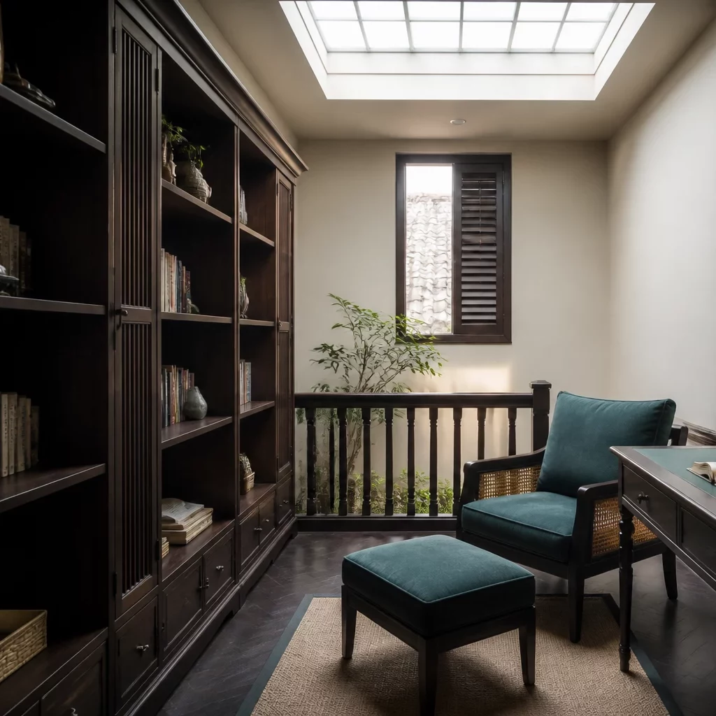 Góc đọc sách phòng ngủ phong cách indochine