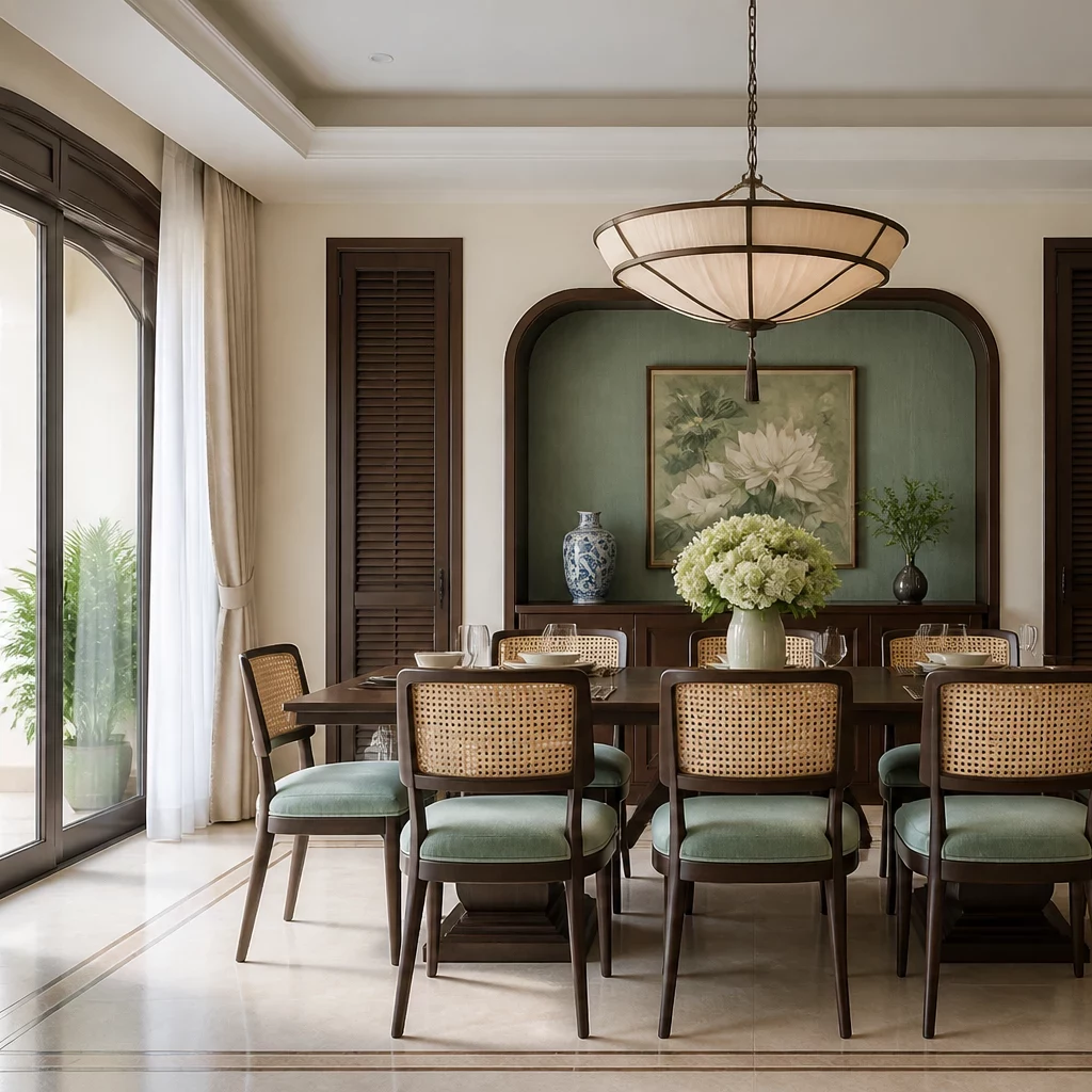 Thiết kế phòng ngủ indochine sang trọng quyền quý