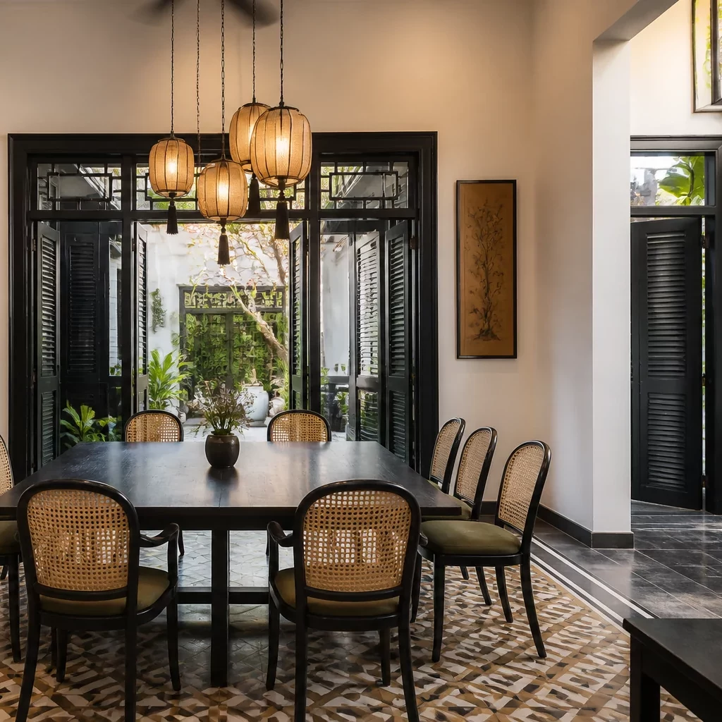 Thiết kế phòng ngủ indochine biệt thự