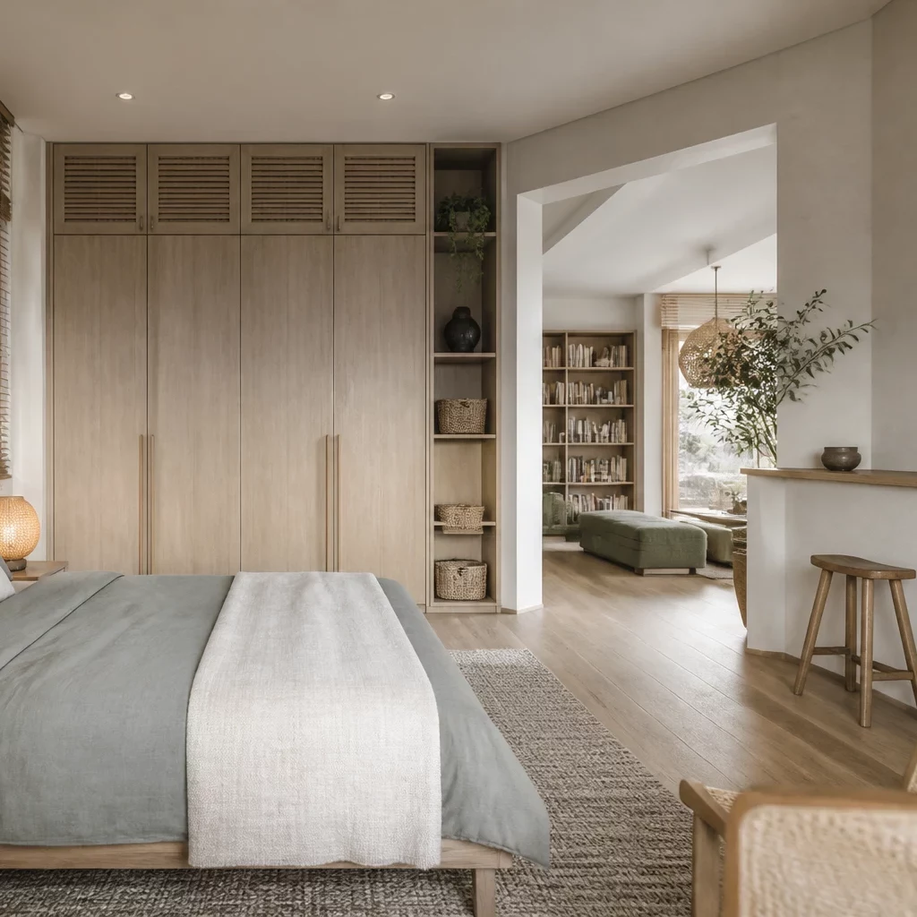 Thiết kế phòng ngủ indochine pha lẫn yếu tố nhiệt đới