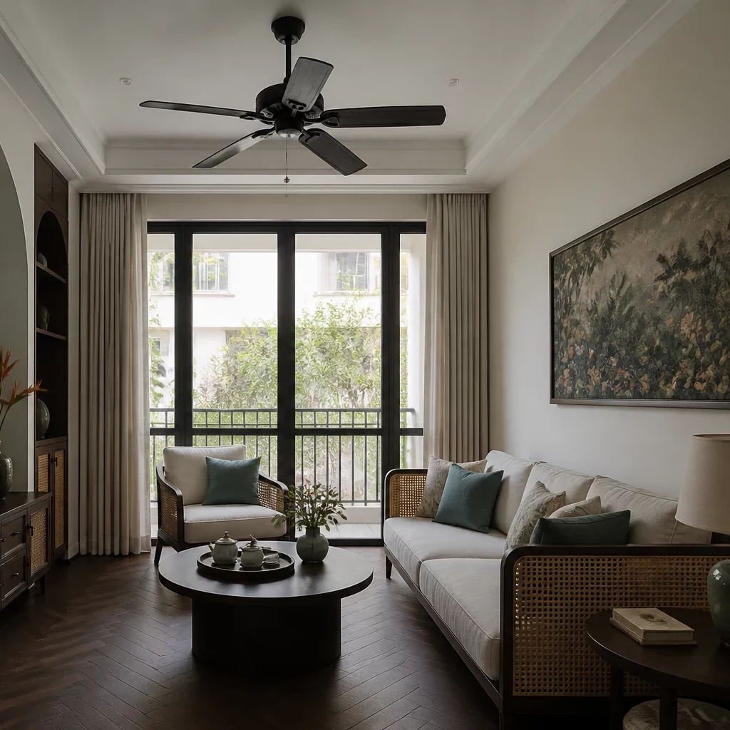Thiết kế phòng ngủ indochine cho nhà phố hiện đại