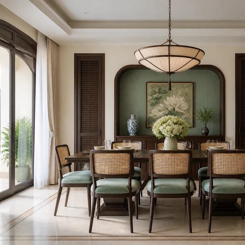 Thiết kế phòng ngủ master biệt thự phong cách Indochine