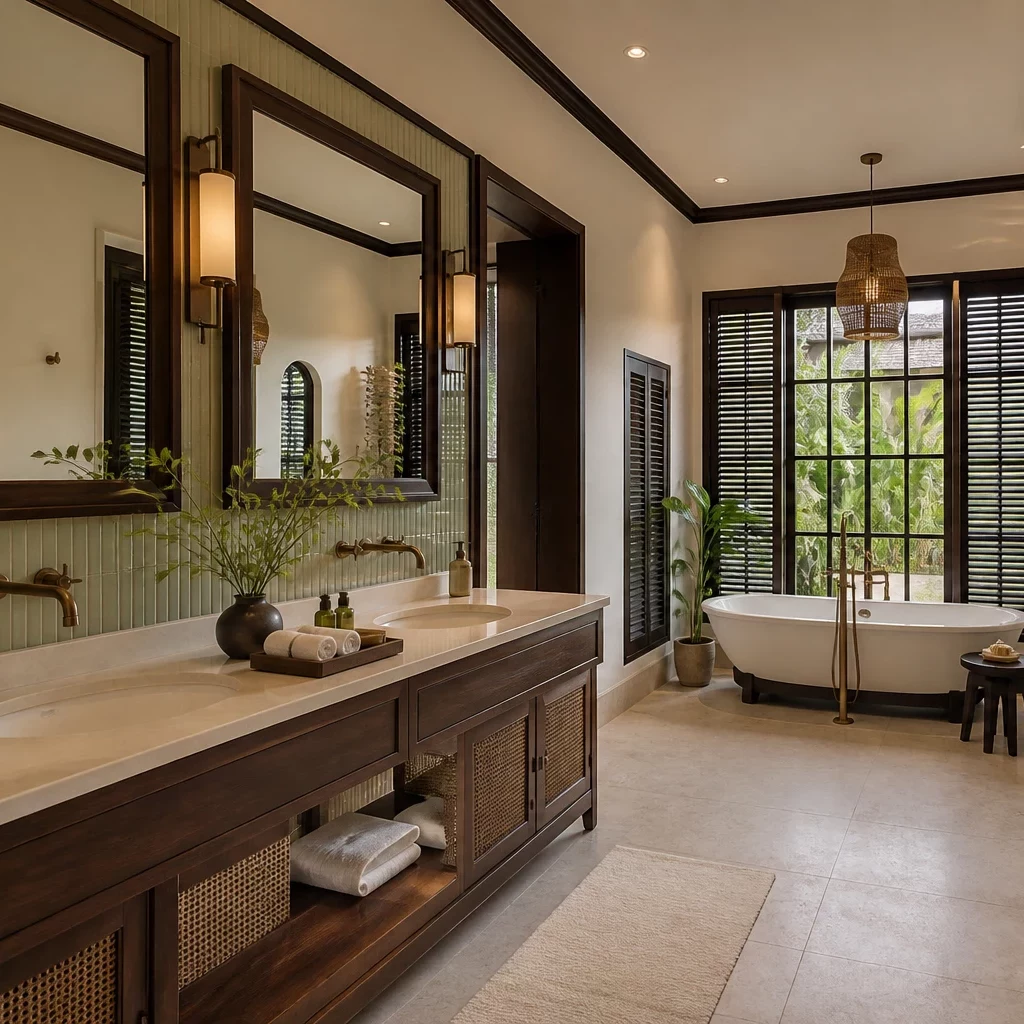 Phòng ngủ master view đẹp phong cách Indochine