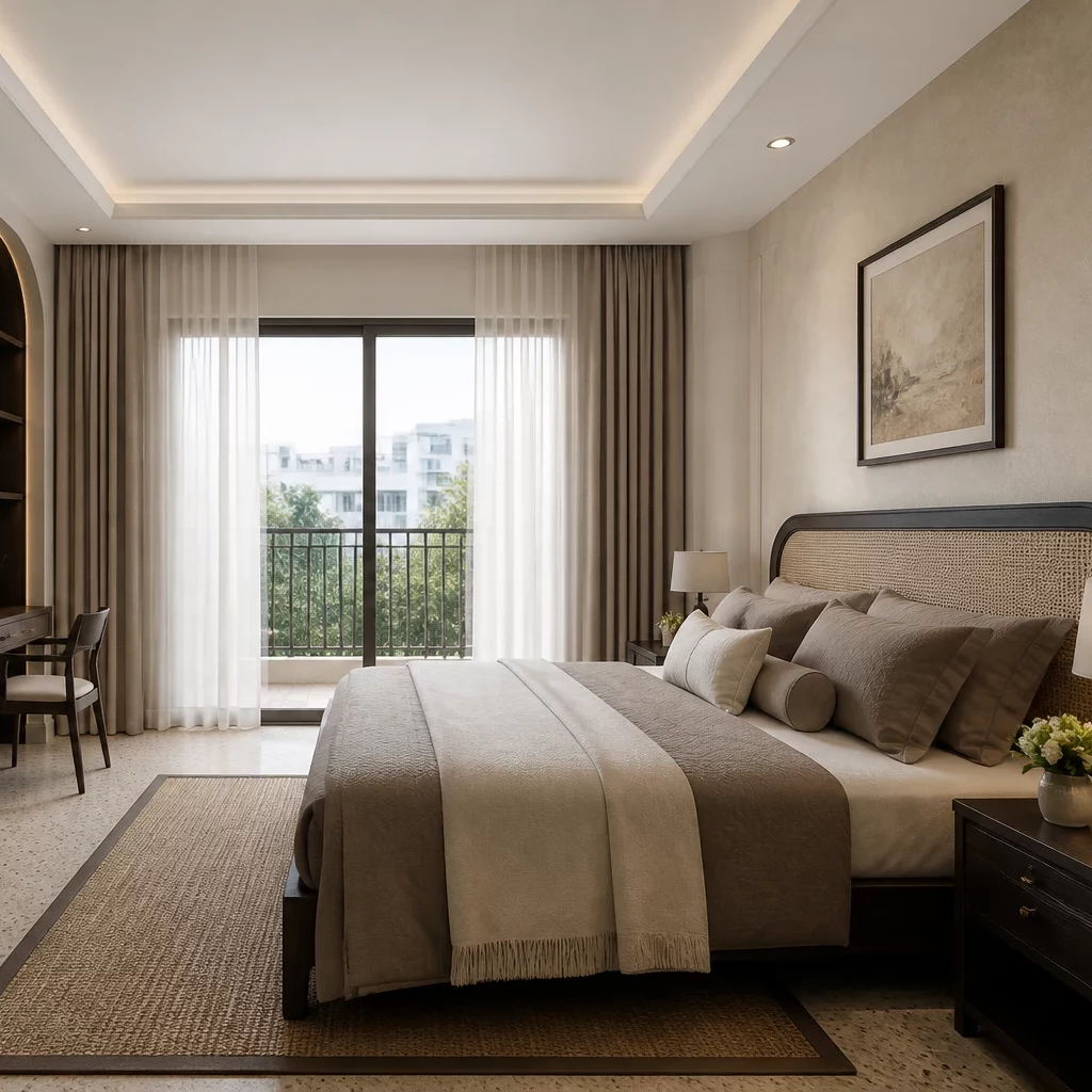 Phòng ngủ master luxury được tối ưu hóa không gian