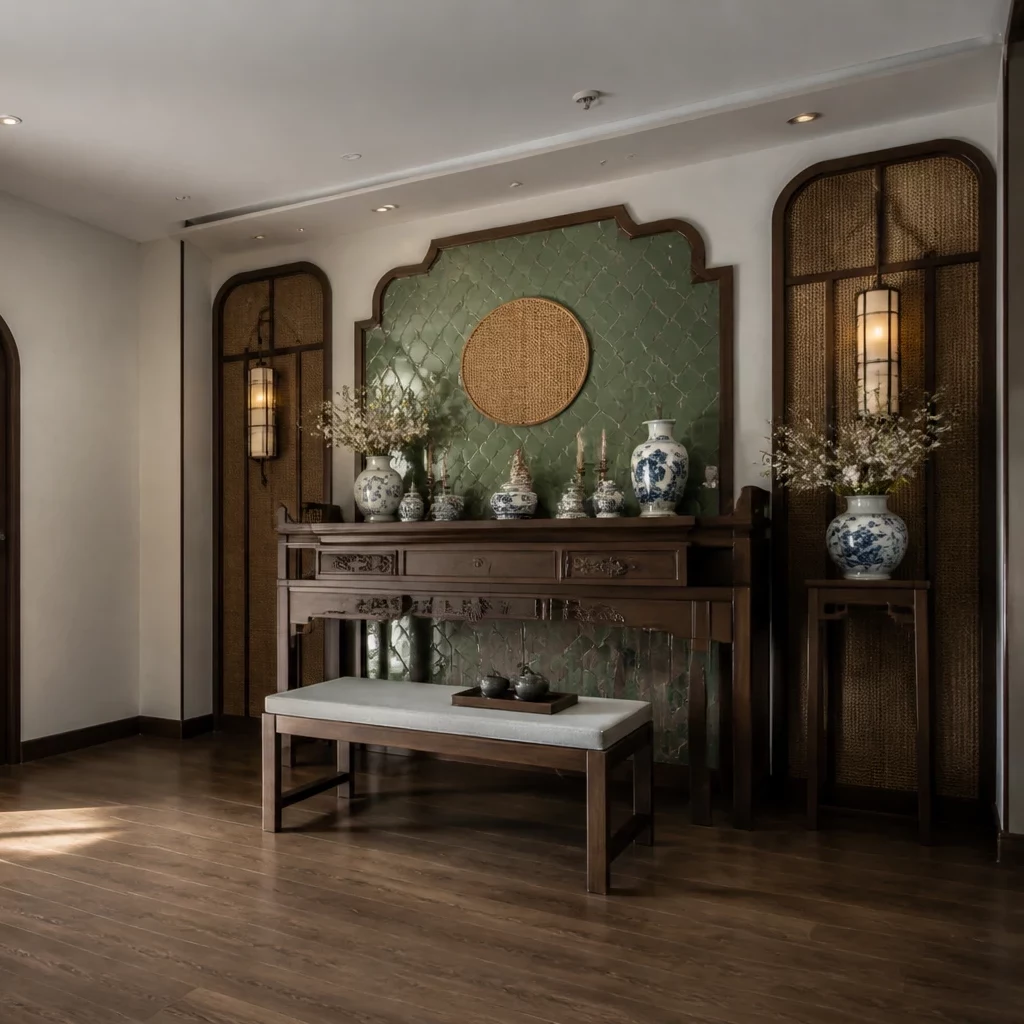 phòng ngủ indochine luxury tối giản