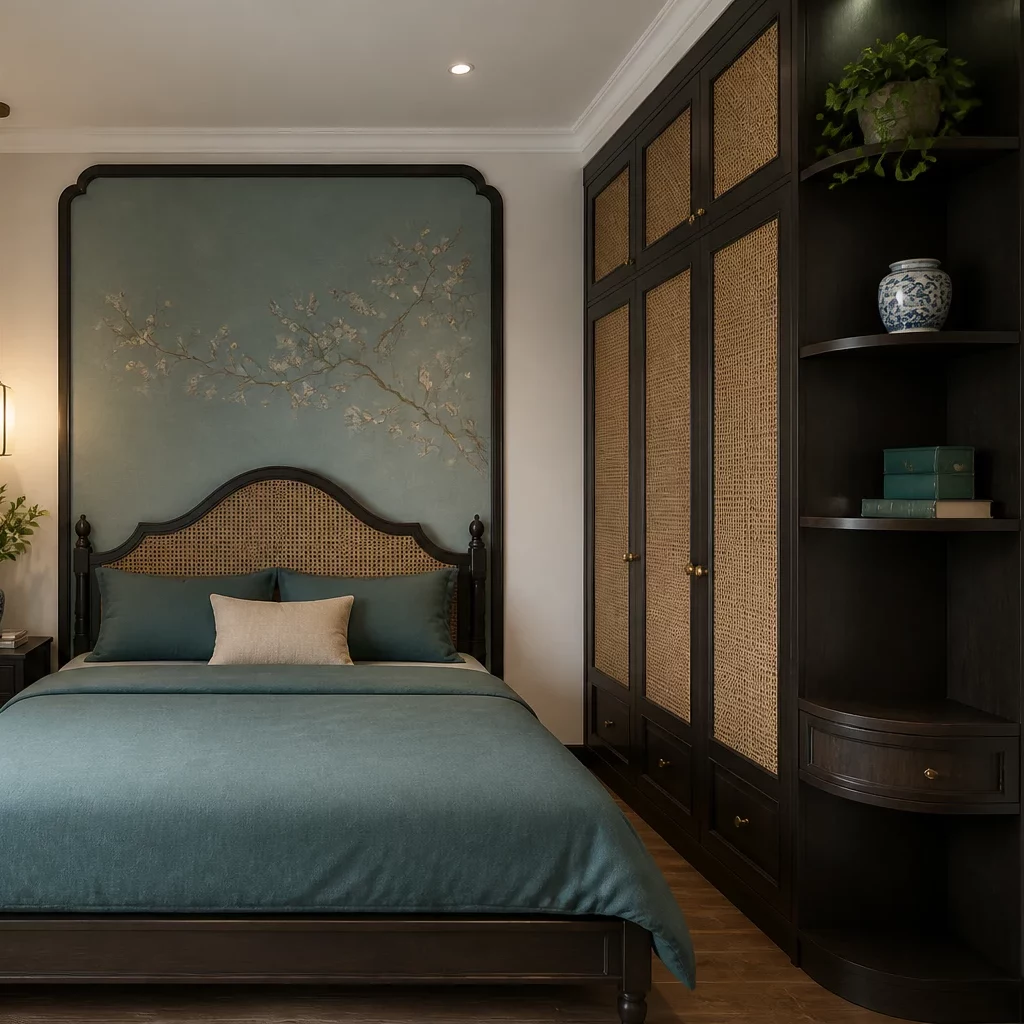 thiết kế phòng ngủ indochine cổ điển