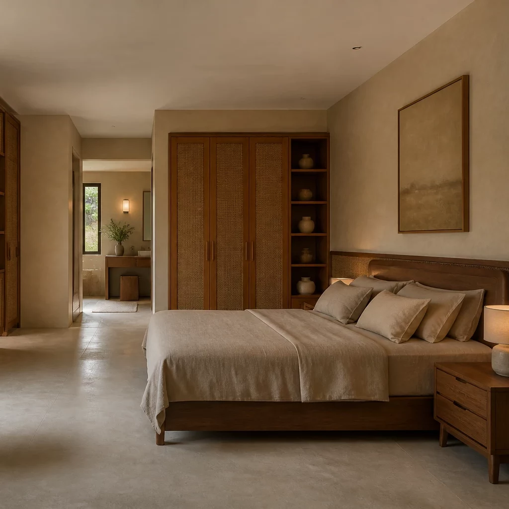 Thiết kế phòng ngủ sang trọng phong cách Wabi Sabi tinh tế