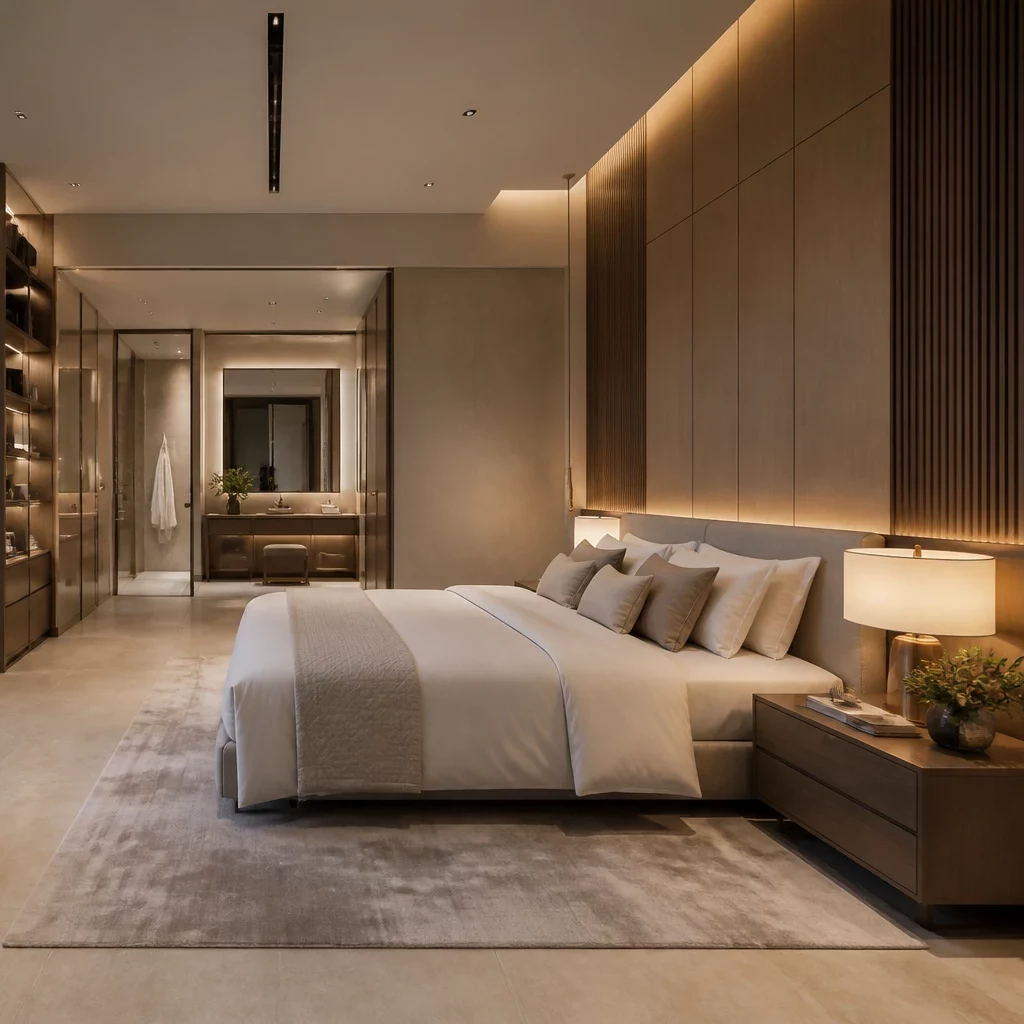 Vật liệu nội thất phòng ngủ sang trọng