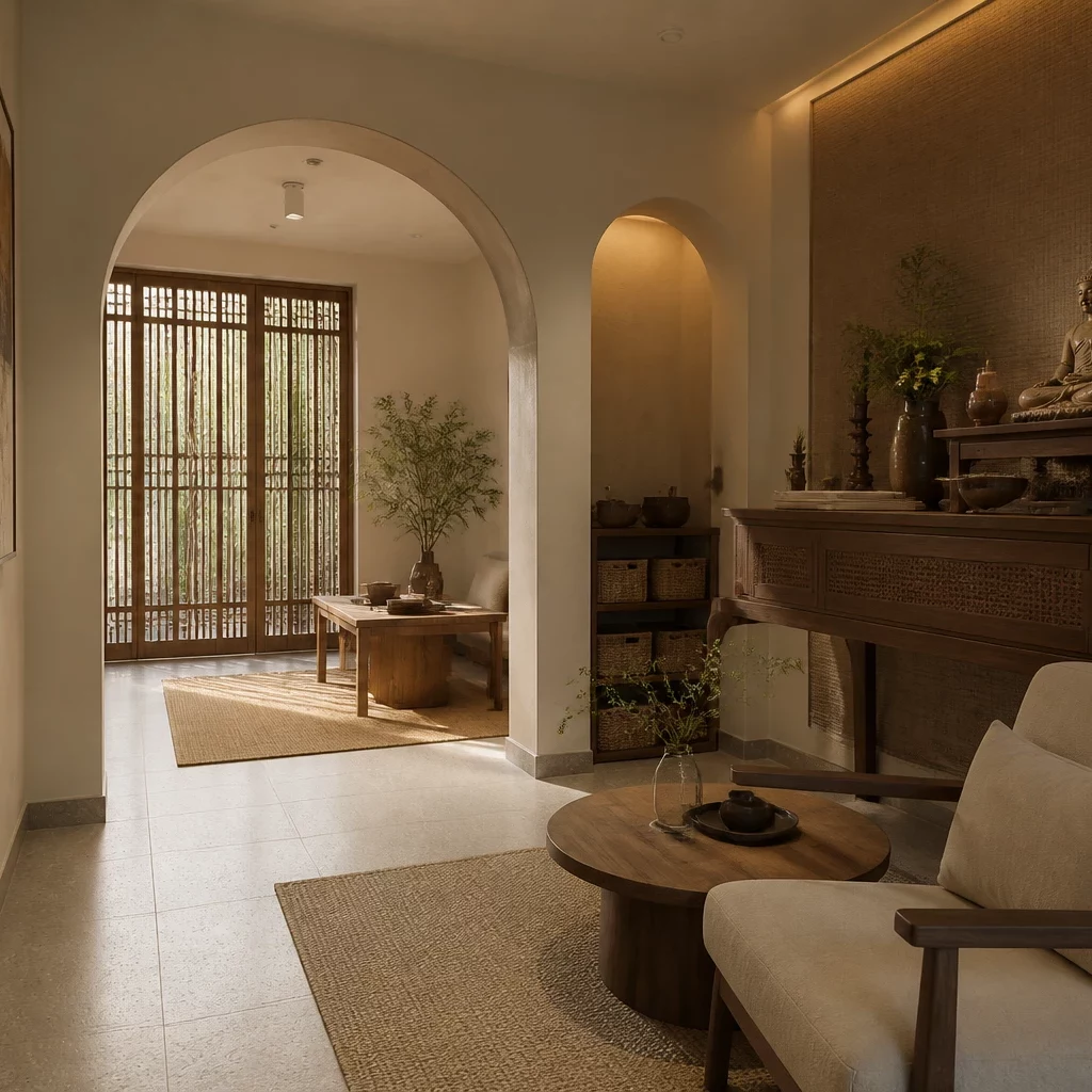 Đèn ngủ phòng ngủ sang trọng phong cách wabi sabi
