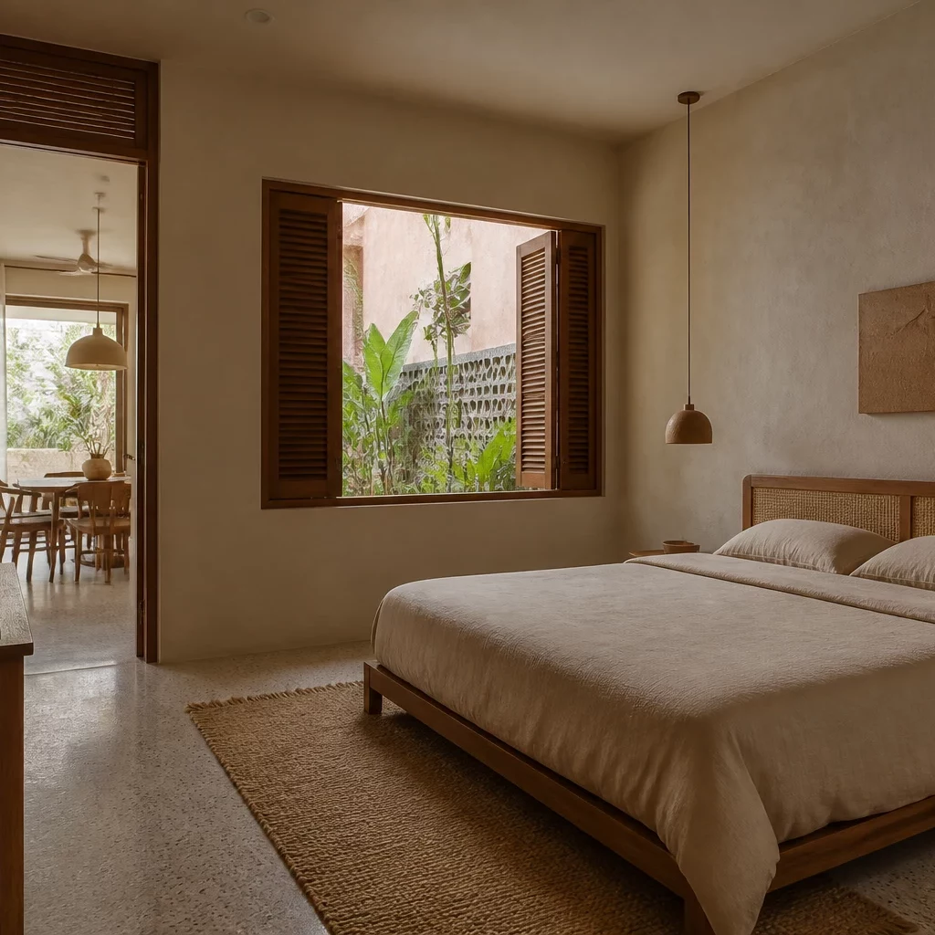 Phòng ngủ đẹp sang trọng phong cách wabi sabi