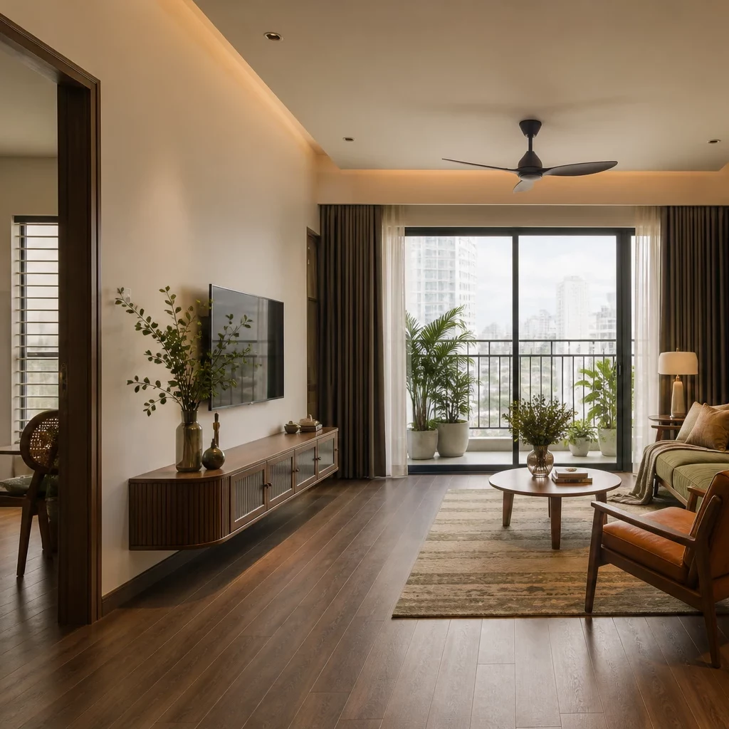 bàn thờ phòng khách trần cao sang trọng