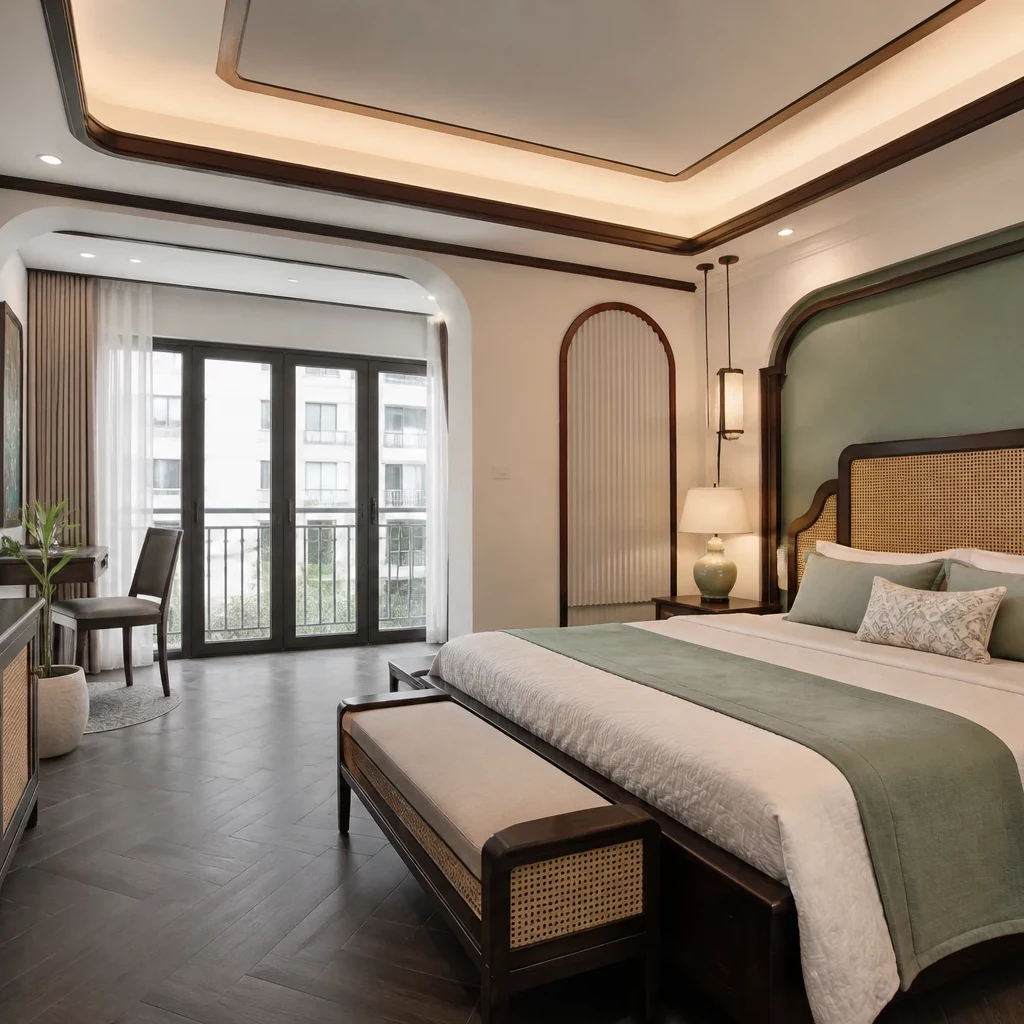 Phong cách Indochine trong thiết kế phòng ngủ hợp phong thủy