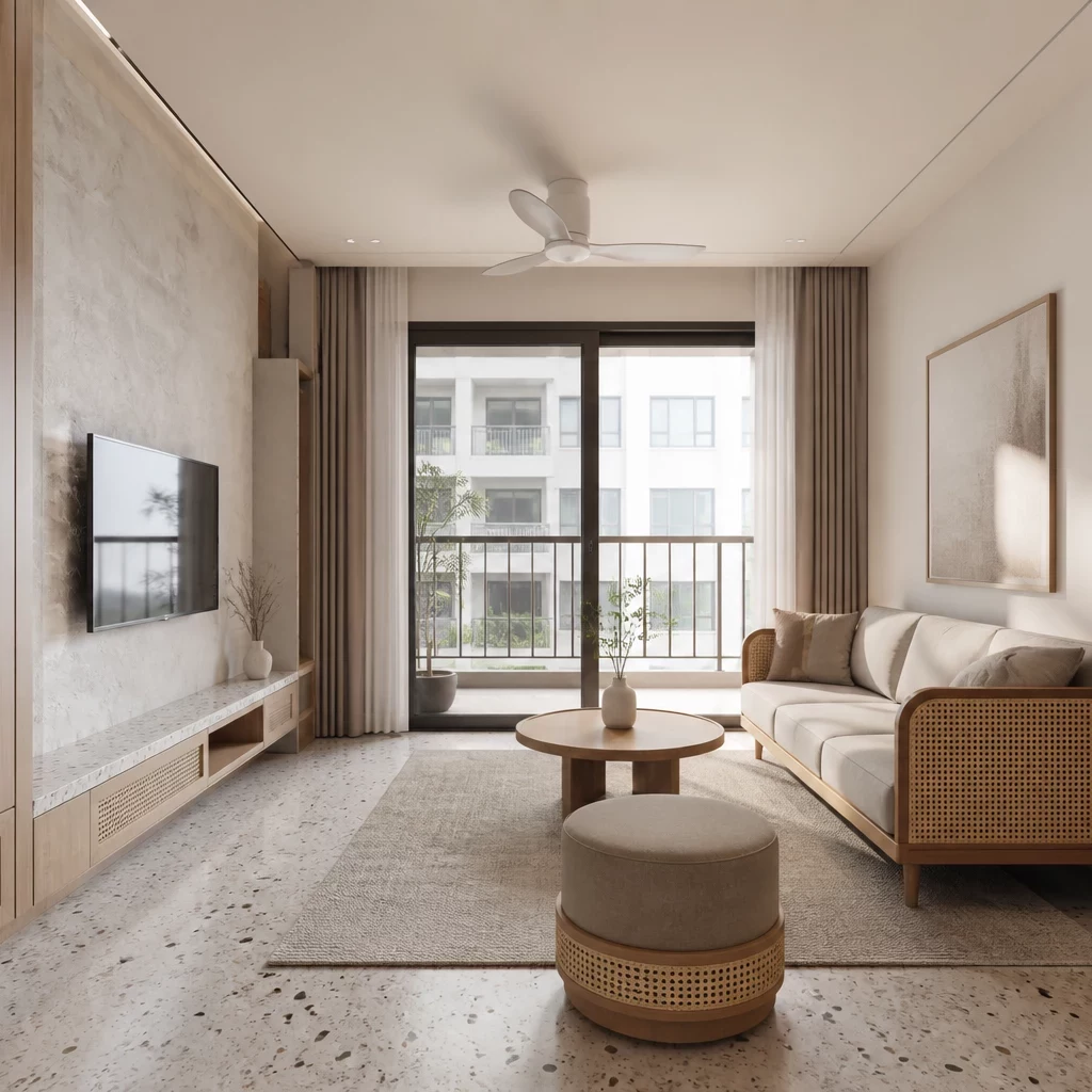 Thiết kế nội thất studio hiện đại, tối giản.
