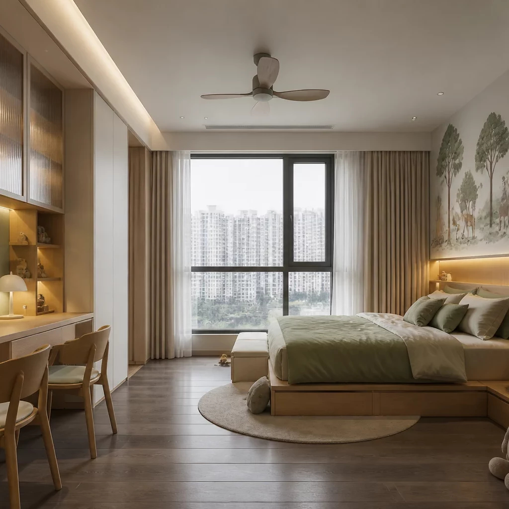 Mẫu thiết kế nội thất chung cư 3 phòng ngủ phong cách Japandi tinh tế