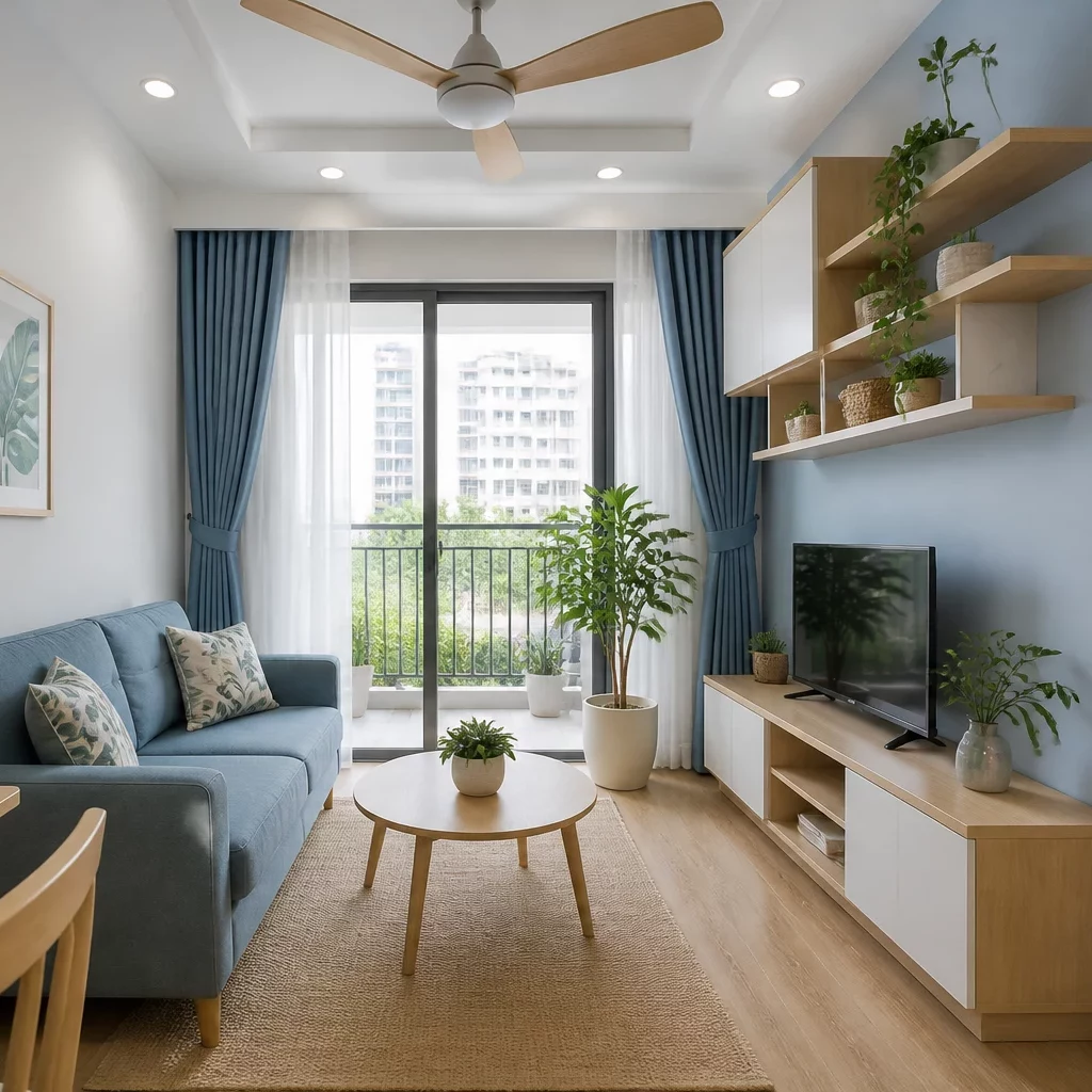 thiết kế chung cư 55m2 phong cách Bắc Âu scandinavian