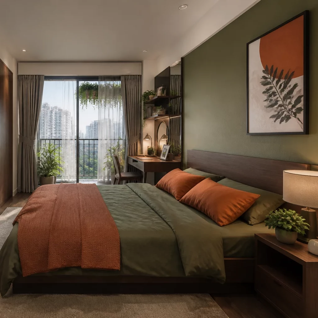 thiết kế nội thất chung cư 54m2 55m2 56m2 phòng ngủ hiện đại