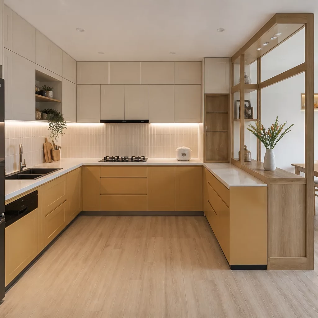 Thiết kế nội thất phòng bếp chung cư 90m2 hiện đại