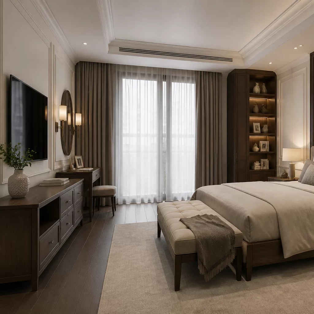 Thiết kế nội thất chung cư 2 phòng ngủ phong cách tân cổ điển