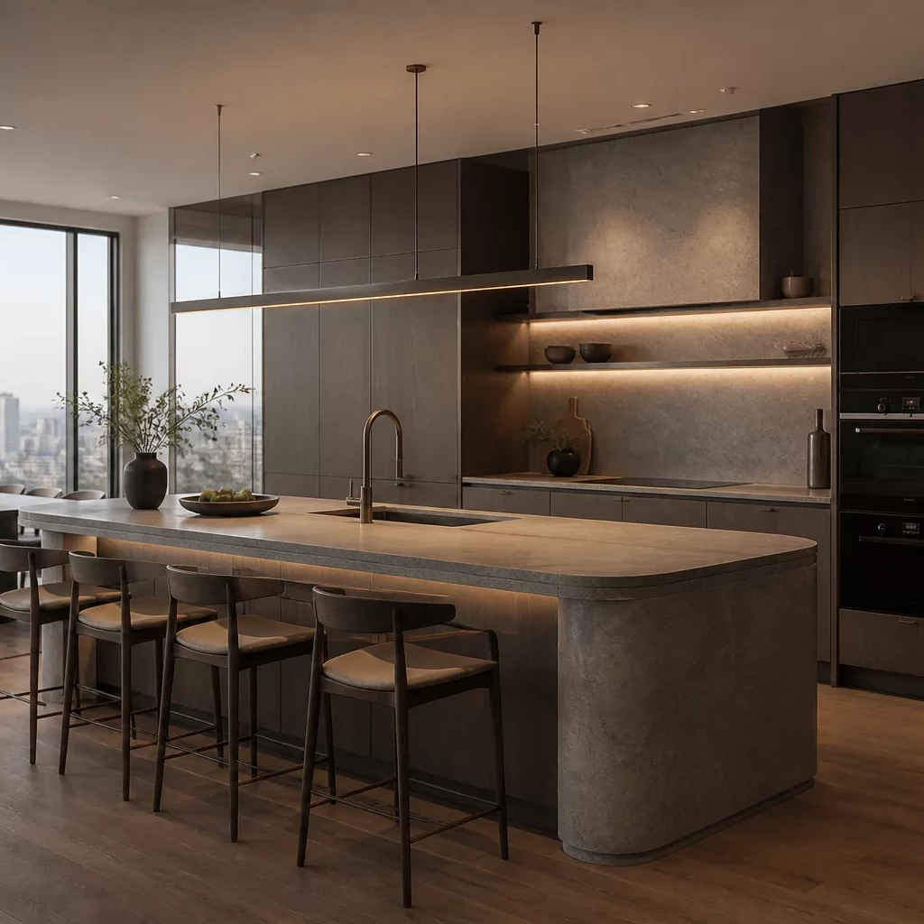 Thiết kế bếp penthouse phong cách Industrial mạnh mẽ