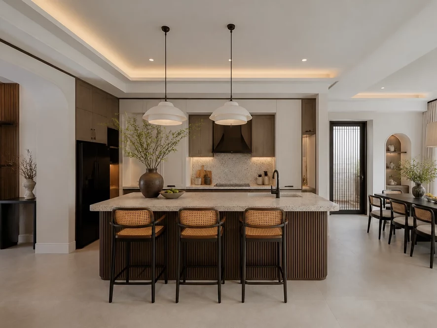 Phòng bếp kết hợp phòng ăn 12m2 đẹp