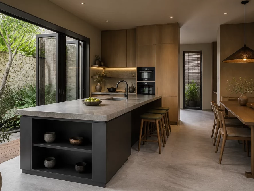 Phong cách Japandi thiết kế nội thất phòng bếp 12m2