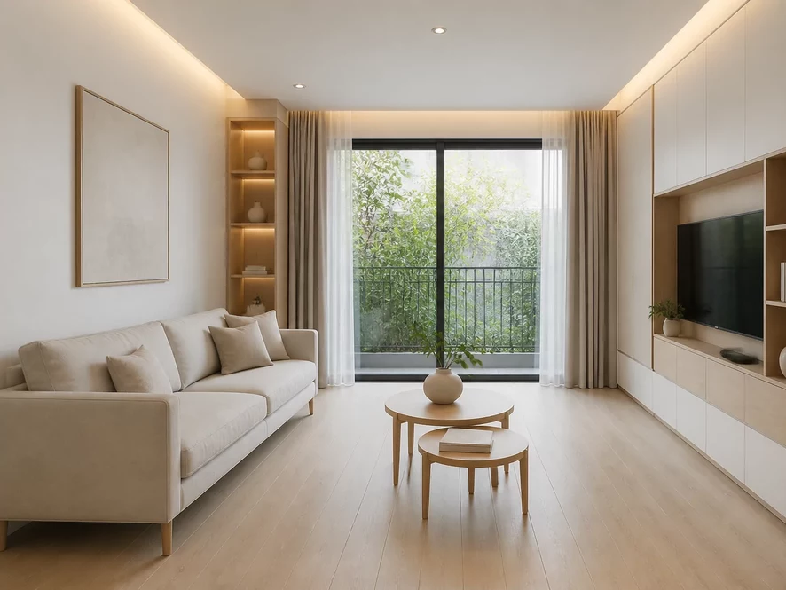 Thiết kế nội thất phòng bếp 20m2 kết hợp phòng khách