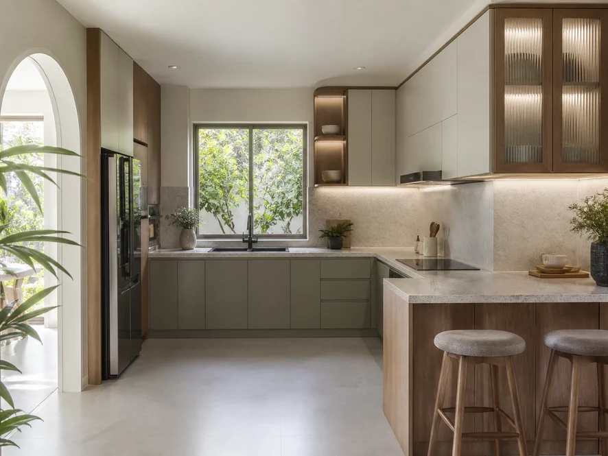Mẫu thiết kế nội thất phòng bếp 25m2 phong cách Scandinavian ấm cúng
