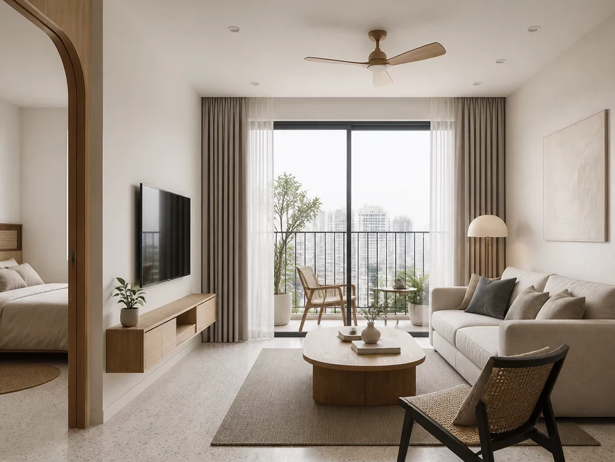 Mẫu thiết kế nội thất phòng khách chung cư 15m2 tối ưu không gian