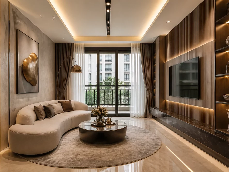 Thiết kế phòng tắm gần phòng khách 15m2 sang trọng
