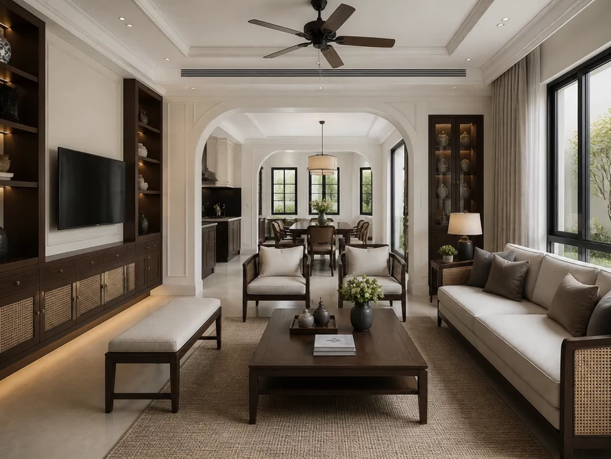 ban công xanh mát cho thiết kế nội thất phòng khách 20m2
