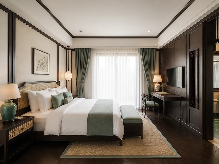 phong cách indochine thiết kế nội thất phòng khách 20m2