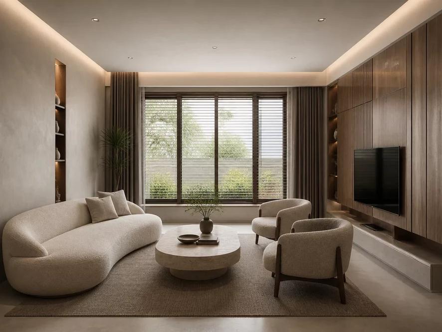 phòng tắm ẩn dạng thông minh trong thiết kế nội thất phòng khách 20m2