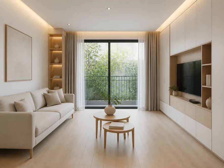 thiết kế nội thất phòng khách 20m2 hiện đại