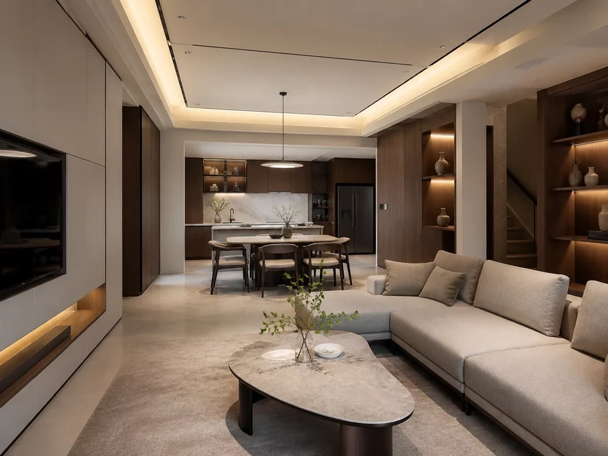 Chọn vật liệu thông minh thiết kế nội thất phòng khách 25m2
