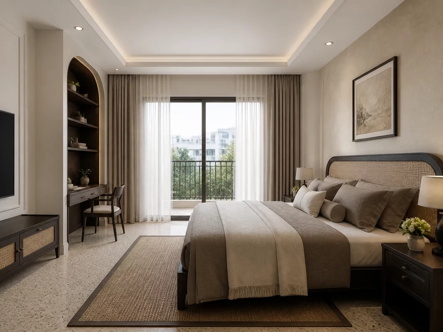 Không gian phòng ngủ master 25m2 thiết kế tối ưu