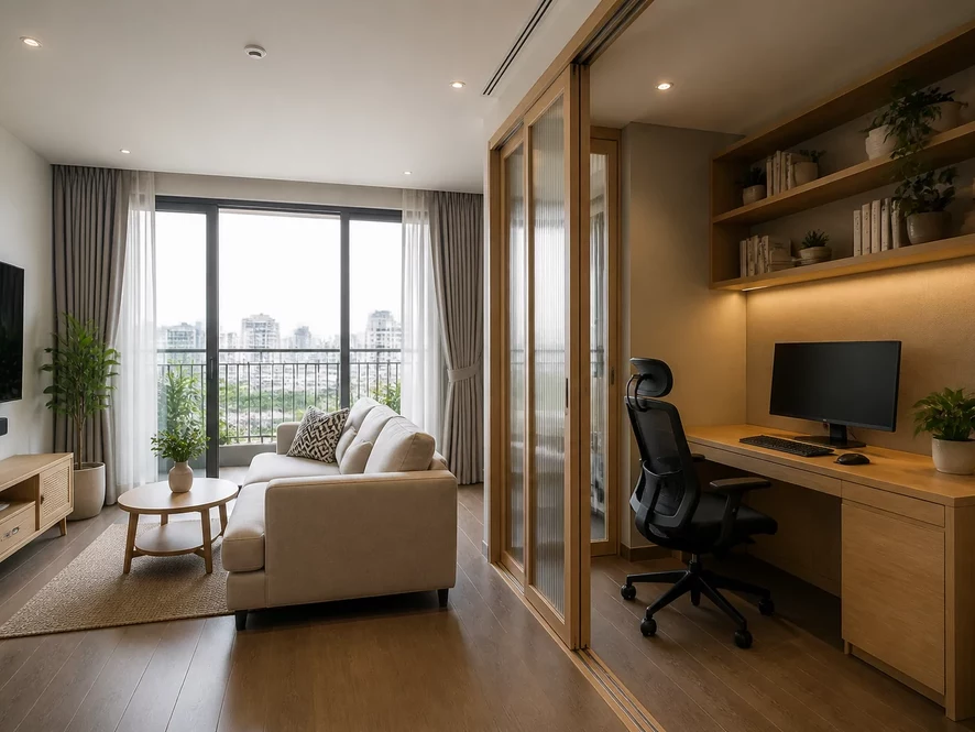 So sánh tự làm và thuê đơn vị thiết kế nội thất phòng khách 25m2