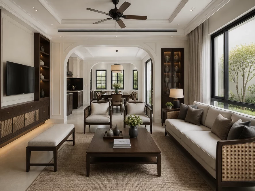 Tiết kiệm chi phí thiết kế nội thất phòng khách 25m2