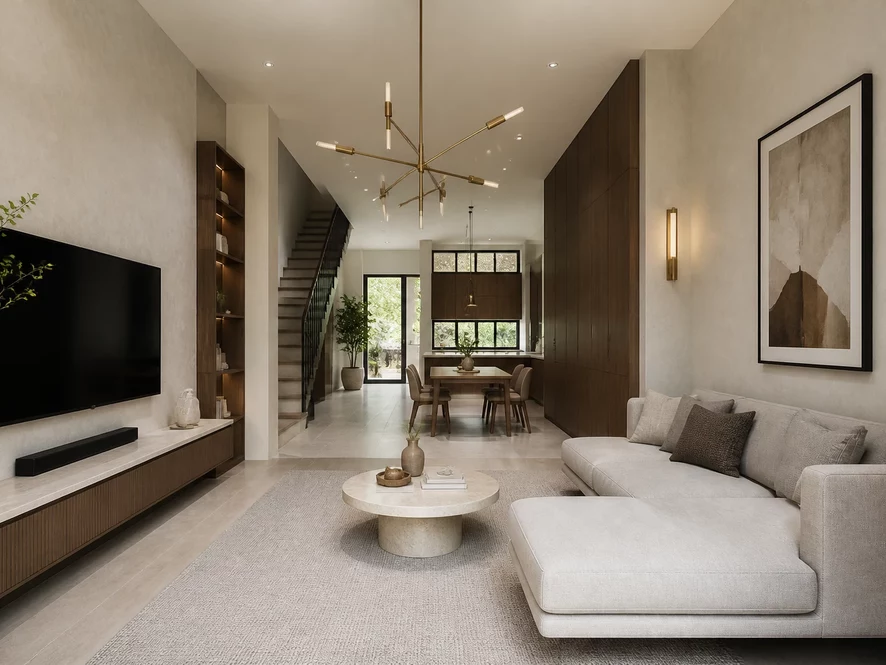 Phong cách Modern Luxury sang trọng cho thiết kế nội thất phòng khách 30m2
