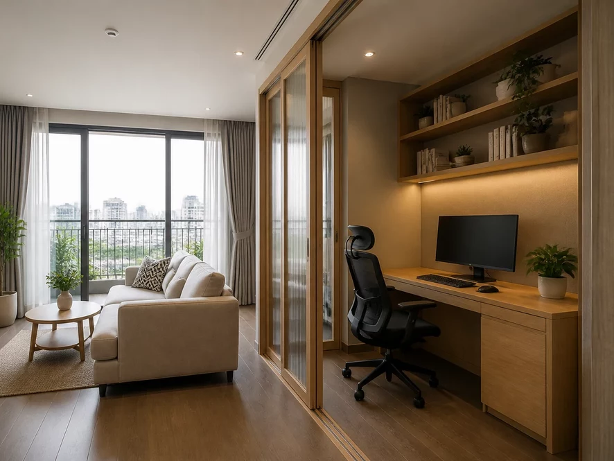 So sánh tự làm và thuê đơn vị thiết kế nội thất phòng khách 40m2