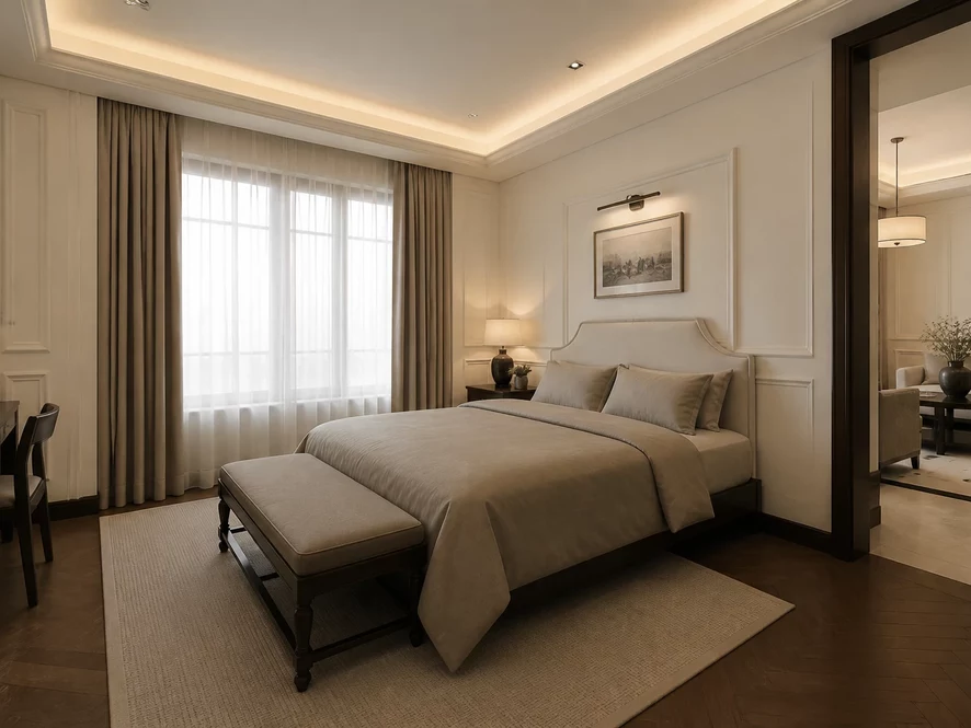 Thiết kế nội thất phòng khách 40m2 kết hợp phòng ngủ