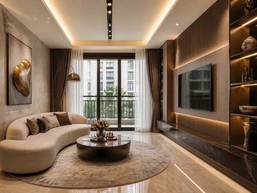 Thiết kế nội thất phòng khách 40m2 phong cách Luxury sang trọng