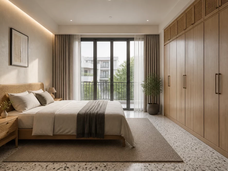 Mẫu thiết kế nội thất phòng ngủ 10m2 phong cách tối giản hiện đại
