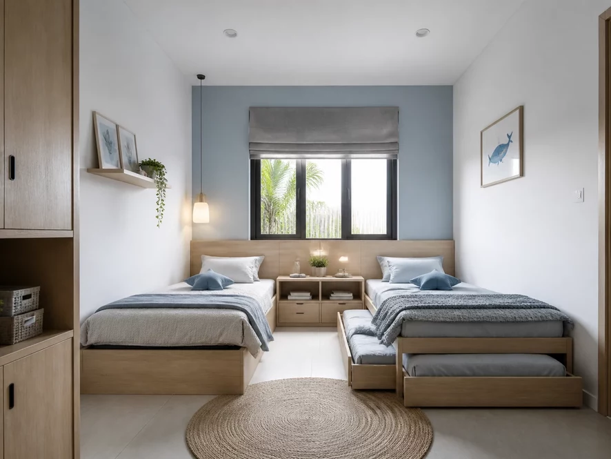 Thiết kế nội thất phòng ngủ 10m2 phong cách Scandinavia ấm cúng
