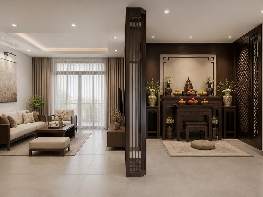 Bố trí không gian kết hợp giữa phòng ngủ và phòng khách