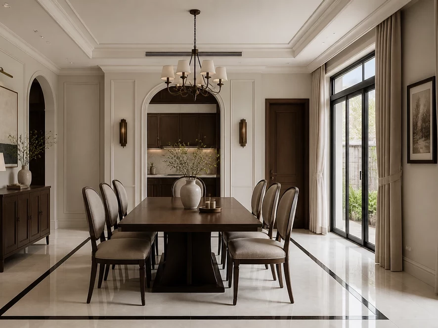 Phong cách tân cổ điển sang trọng cho thiết kế nội thất phòng ngủ 16m2